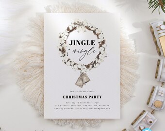 Printable Christmas Invitation Template, Jingle and Mingle Invite, Holiday Party Invitation Templett