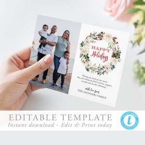 Editable Christmas Card Template Photo Christmas Card