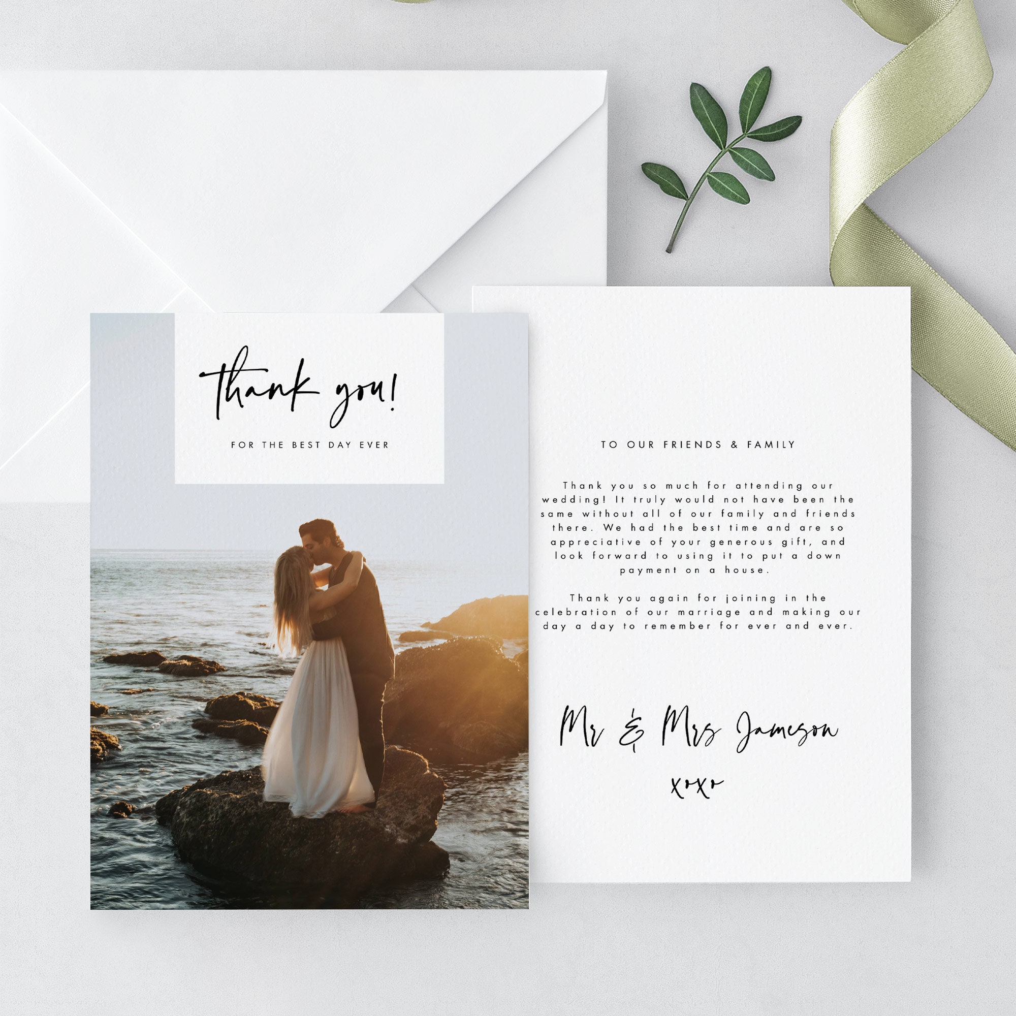Wedding Thank You Template Printable Thank You Card With Photo Thank ...