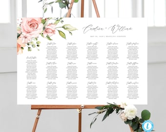 花柄の座席表サインテンプレートのダウンロード 素朴な座席表サイン テーブル座席表 結婚式 17