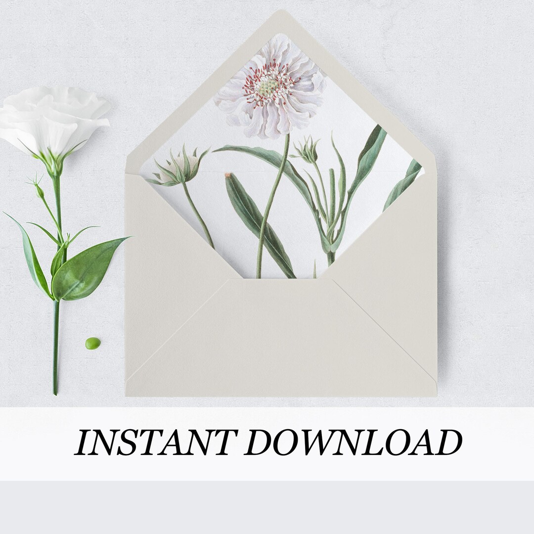 Floral Envelope Liner Template White Flower Envelope Liner Rustic