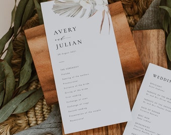 Printable Wedding Ceremony Program Template, Boho program Templett, Desert wedding order of service editable wedding program #41