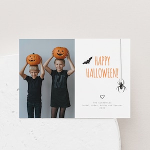 Modèle de carte imprimable Happy Halloween, carte d'Halloween avec photo, carte d'Halloween imprimable Templett