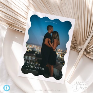 Save the Date Card Template, Save our Date Cards Templett, Printable Save our date invitation, Wave Save the dates, Templett #057