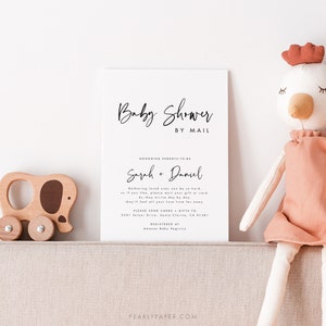 Modern Baby Shower by Mail Template Download Baby Shower from Afar Invitation Printable Baby Girl or Boy Baby Shower Templett image 2