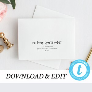 Envelope Template, address label Printable Wedding Envelope Templett, address template, Calligraphy, Instant Download, DIY envelope Editable