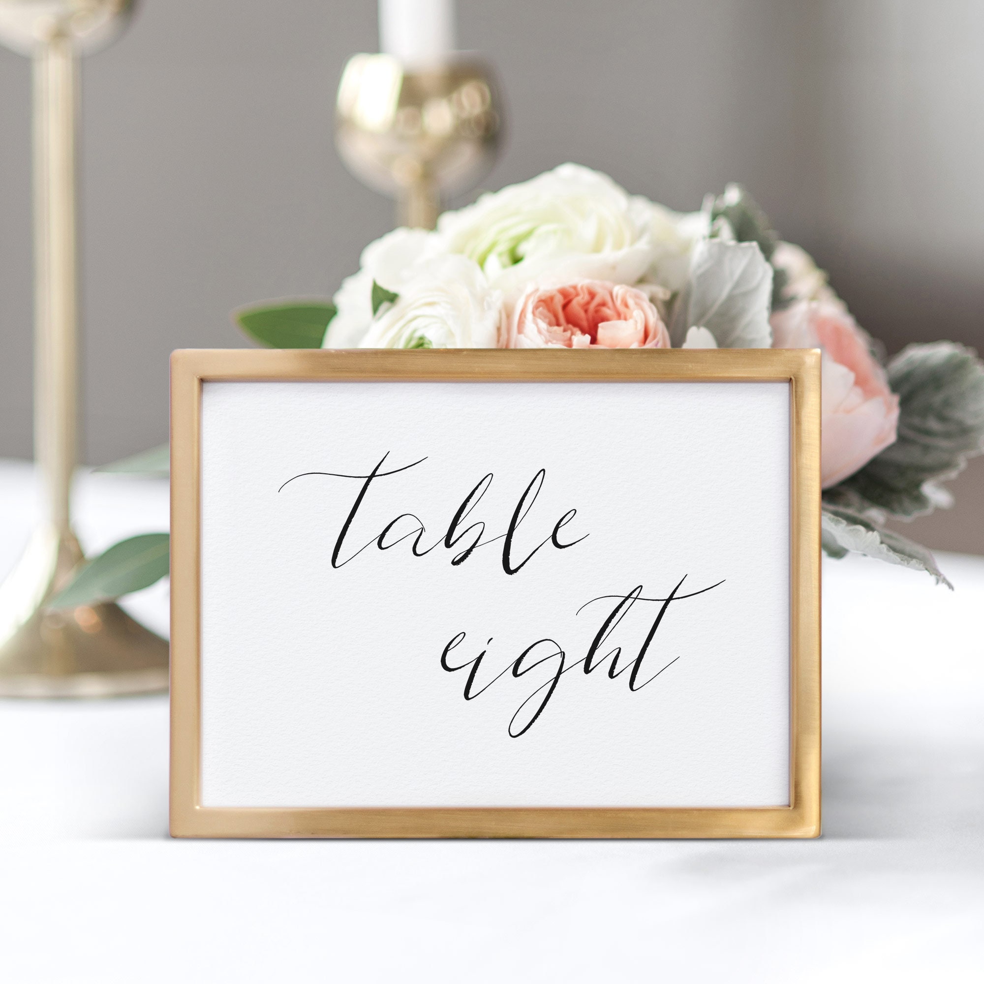Calligraphy Table Sign Calligraphy Table Numbers Template Templett Wedding Table Number Sign ...