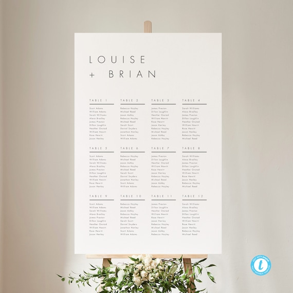 Modern Seating Chart Wedding