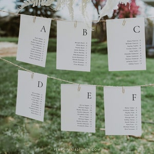 Alphabetical Seating Chart Cards Template, Elegant Seating Plan, Table Seating Cards, Wedding Seating Plan, Templett #ISSA