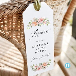 Reserved Seating Tag Wedding Seating Tag Template Floral Rustic Printable Chair tags editable chair tag template reserved Wedding tag 17