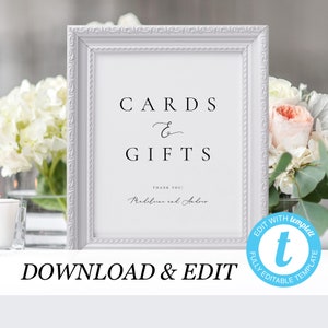 Hochzeit Karten und Geschenke Vorlage Printable Karten und Geschenke Zeichen Hochzeit Zeichen Moderne elegante einfache Zeichen sofortiger Download Templett 10
