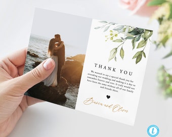 Photo Wedding Thank You card Template Greenery thank you cards rustic DIY thank thank you note Personalized wedding thank you template 18