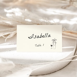 Whimsical Place Cards Template, Wedding Place Cards, Trendy Place Cards, Handwritten Doodle Wedding Table Cards, Templett #074
