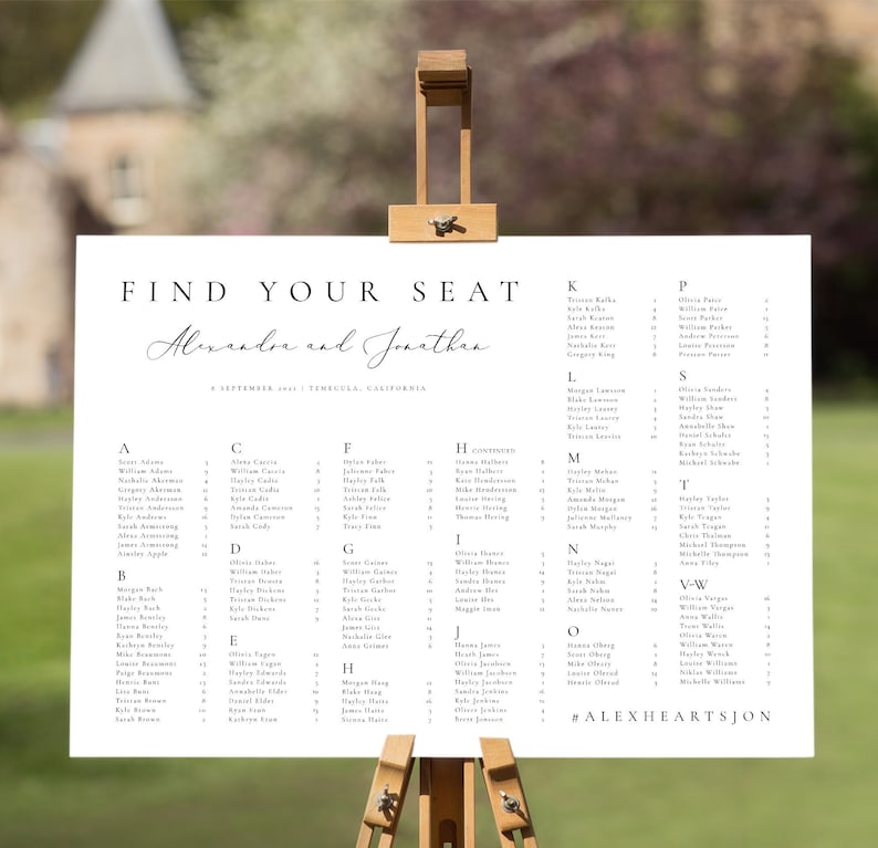 Alphabetical seating chart template Download Minimalist Seating Alphabetized Printable Seating Plan Editable Sign Templett 10 image 4