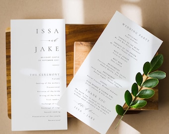 Wedding Ceremony Program Simple program template Elegant wedding order of service editable wedding program Templett #ISSA