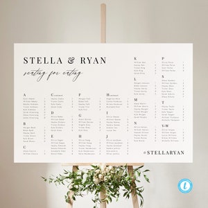 Alphabetical seating chart template Download Minimalist Seating Alphabetized Printable Seating Plan Editable Sign Templett 24