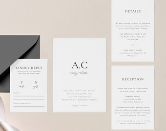 Printable Wedding Invitation Template Download Minimalist RSVP Simple Wedding Invite Handwritten Font Modern Invitation Templett #30