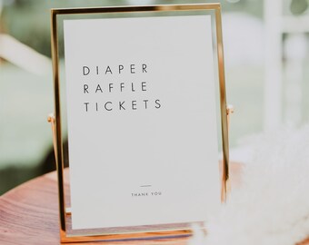 Plantilla de cartel para rifa de pañales, juego minimalista para baby shower, cartel imprimible para rifa de pañales, cartel para baby shower, plantilla editable #M21