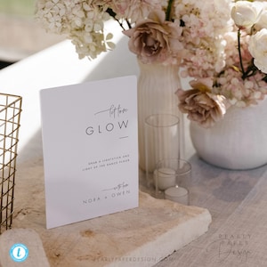 Glow Stick Sign Template, Let Love Glow Sign, Minimalist Wedding Glow Sticks Sign, Wedding Send Off Sign, Newlywed Send Off, Templett #064