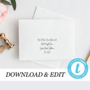 Envelope Template, Printable Wedding Envelope Templett, address template, Script Instant Download, DIY envelope Editable address label