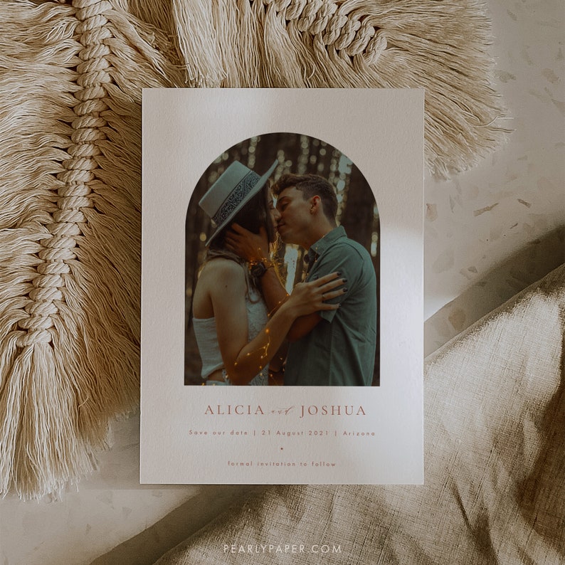 Printable Photo Save the Date Template Arched Save the Date Templett Burnt Orange Save our date invitation Editable #39