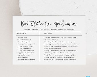 Printable Recipe Card Personalized recipe Template Download Simple, Calligraphy, Modern Personalized recipe cards 4x6  Templett #16