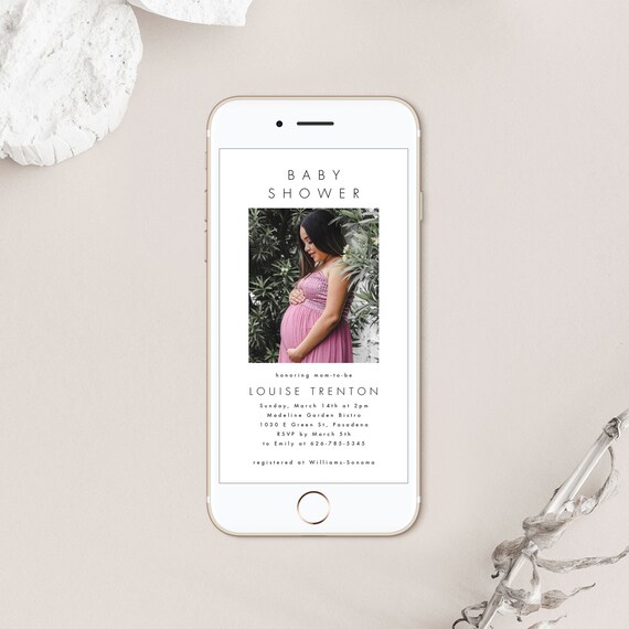 Electronic Baby Shower Invitation Template,  Minimalist Baby Shower E-vite, Text Message Modern Baby Shower Digital Baby Shower M21