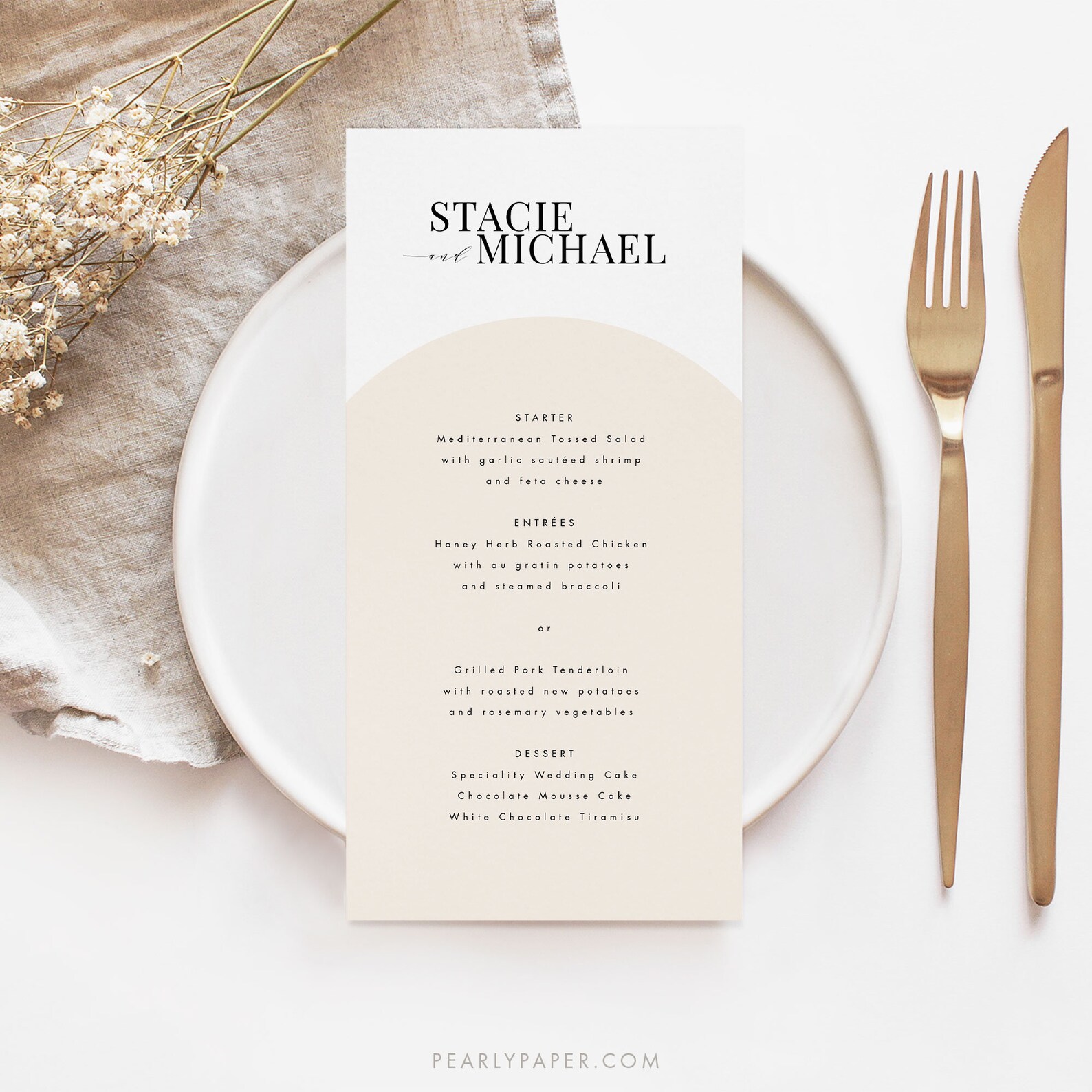 Arched Menu Template Download Printable Wedding Menu Simple Menu Cards ...