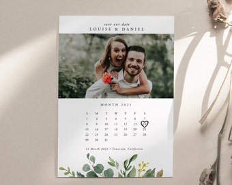 Save the Date Template Greenery Wedding Save the date Photo Calendar Save the Date Editable invite save our date invitation Templett DIY #15