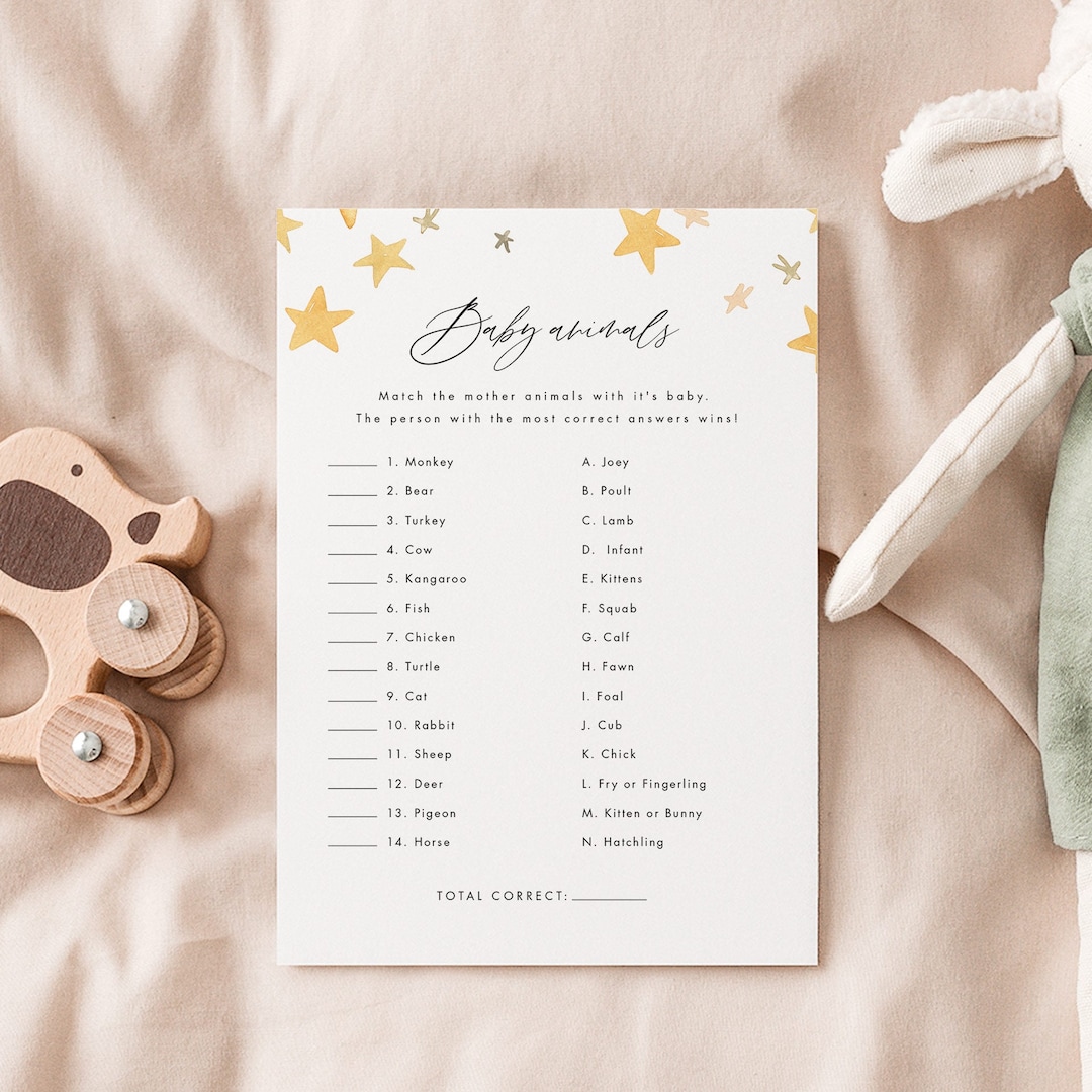 Baby Animals Game Template Printable Baby Shower Games Baby Animal ...