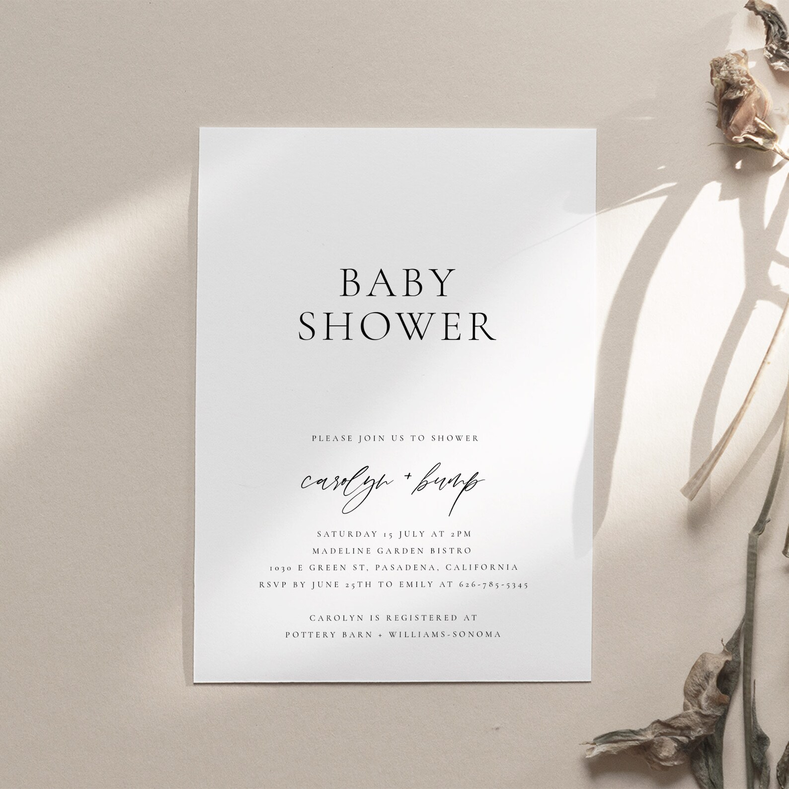 Modern Baby Shower Invitation Template Download Minimalist | Etsy