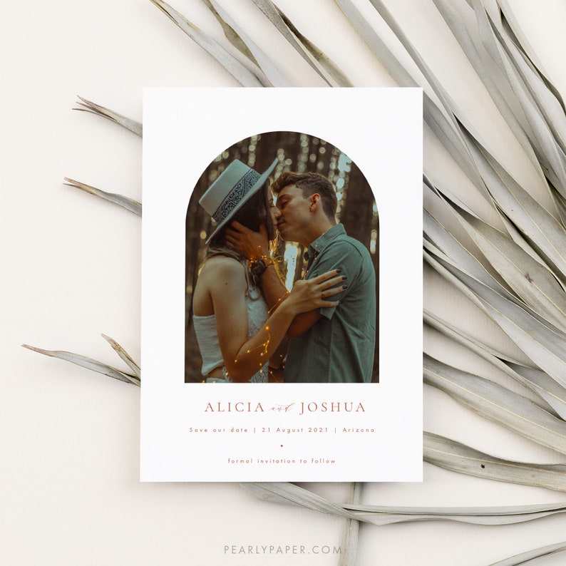 Printable Photo Save the Date Template Arched Save the Date Templett Burnt Orange Save our date invitation Editable #39
