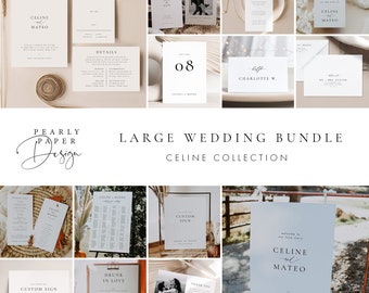 Wedding Bundle Download Wedding Invitation Template Program Place cards Table number Thank you tag Welcome Sign Custom sign Templett #45