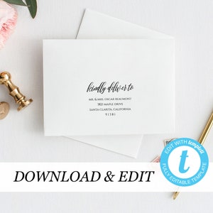 Envelope Template, Printable Wedding Envelope Templett, address template, Calligraphy, Instant Download, DIY envelope Editable address label
