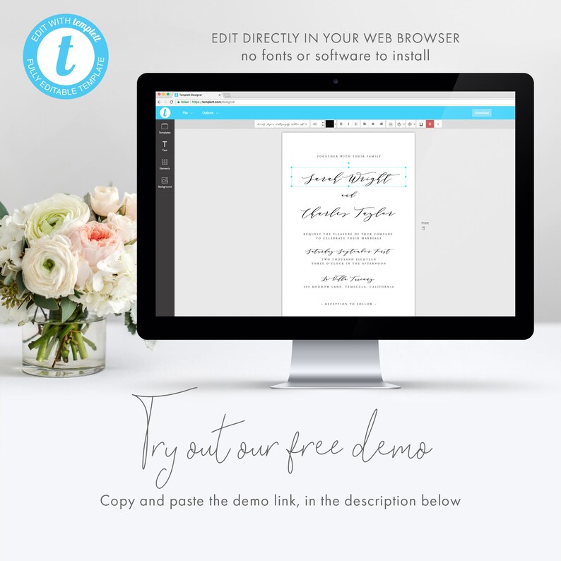 Classic Wedding Invitation Template Simple and Modern Wedding invite Editable Wedding Invitation DIY invite Templett 14 image 6