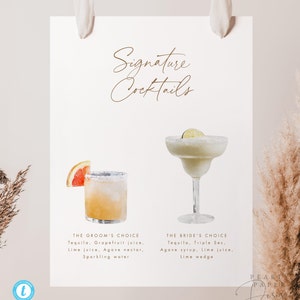 Cocktails Menu Template Signature Cocktails Printable Sign Download Bar Wedding Bar Sign Modern Sign Signature Drink Sign Templett #50