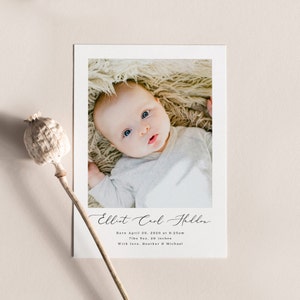 Modèle photo pour faire-part de naissance à télécharger Carte photo pour faire-part de naissance Merci Templett