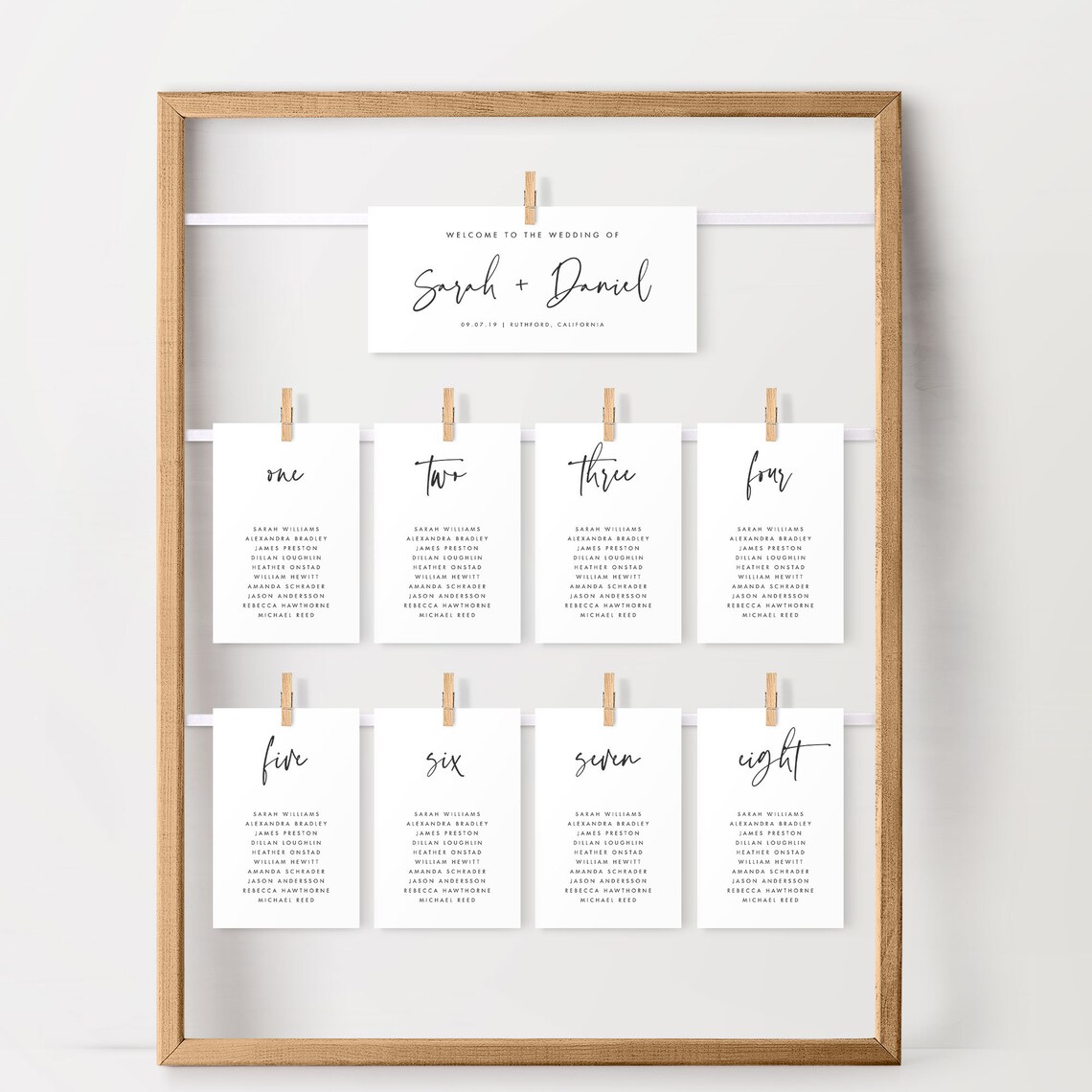 Minimalist Seating Chart Template Simple Table Cards Wedding Seating ...