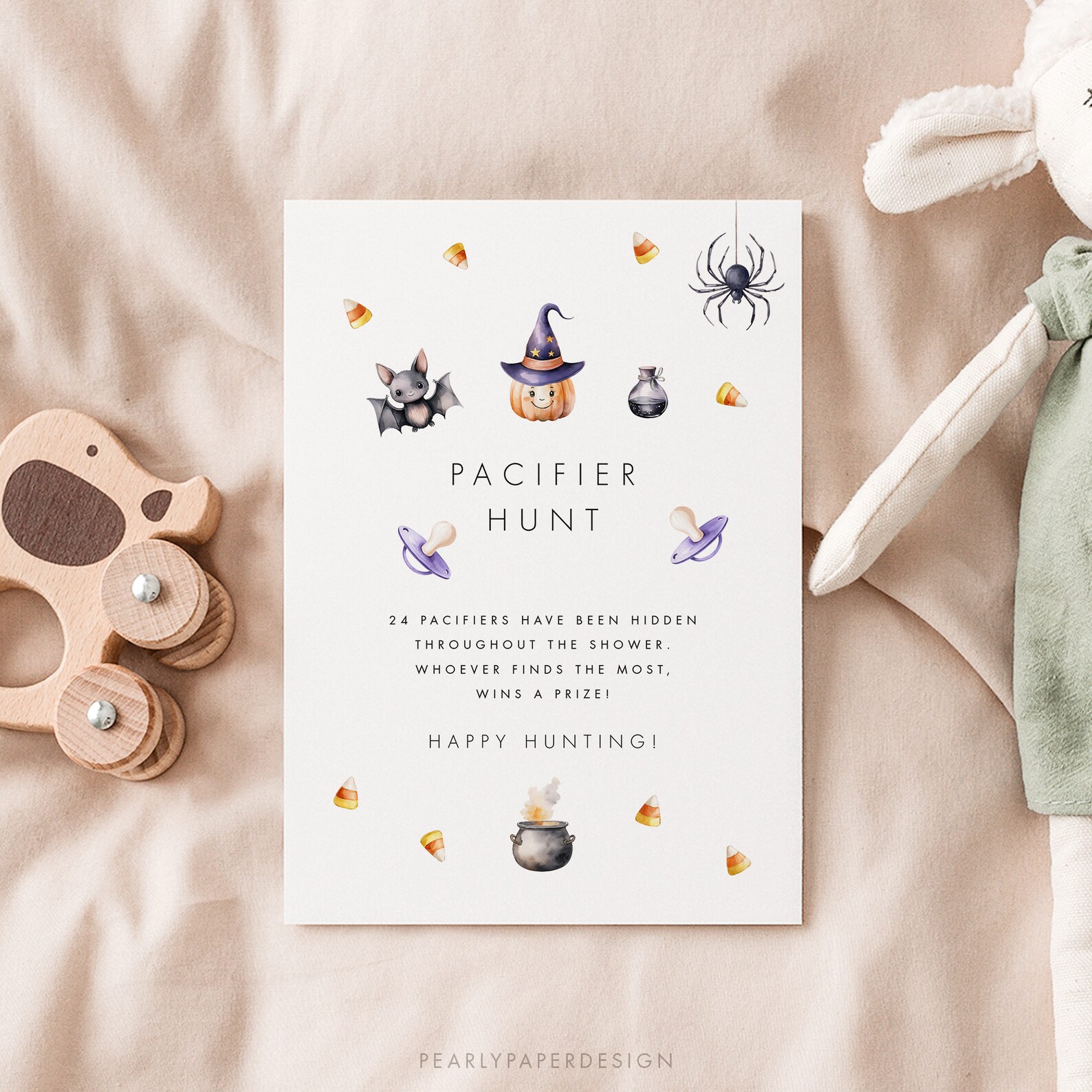 Pacifier Hunt Sign Template, Halloween Baby Shower Game Sign, Printable ...