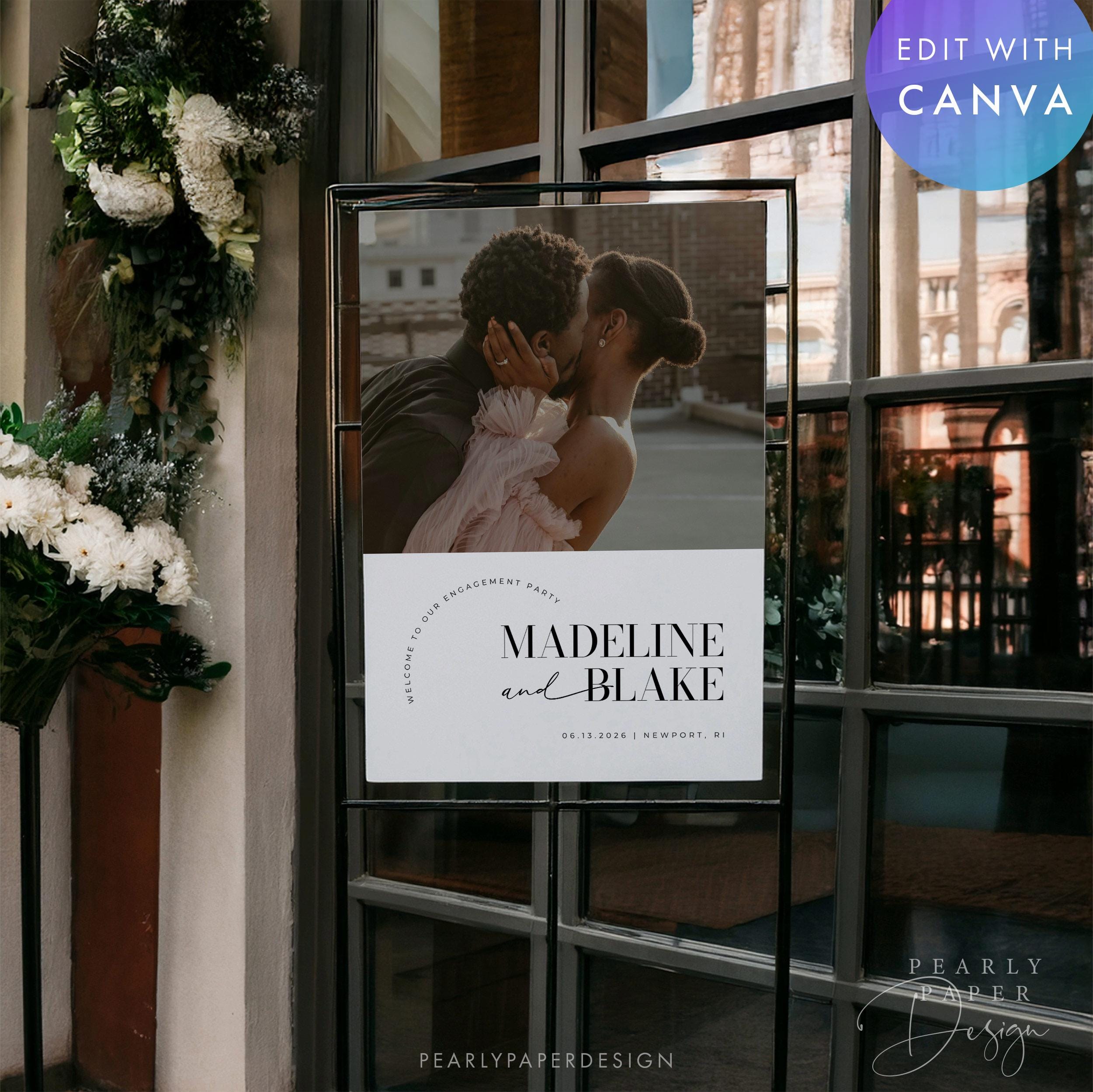 Welcome Partners. Sign Engagement Party Welcome Sign With Photo, Minimalist Engagement Sign ...