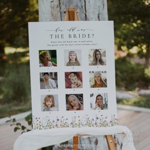 Floral How Old Was The Bride Game Template, Wildflower Bridal Shower Game, Photo Bridal Shower Game Poster, Shower Game Sign, Templett #073
