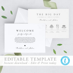 Simple Elegant Wedding Timeline Template Wedding day Itinerary Welcome Bag Note Wedding schedule Printable Order of Events Wedding Icon 10
