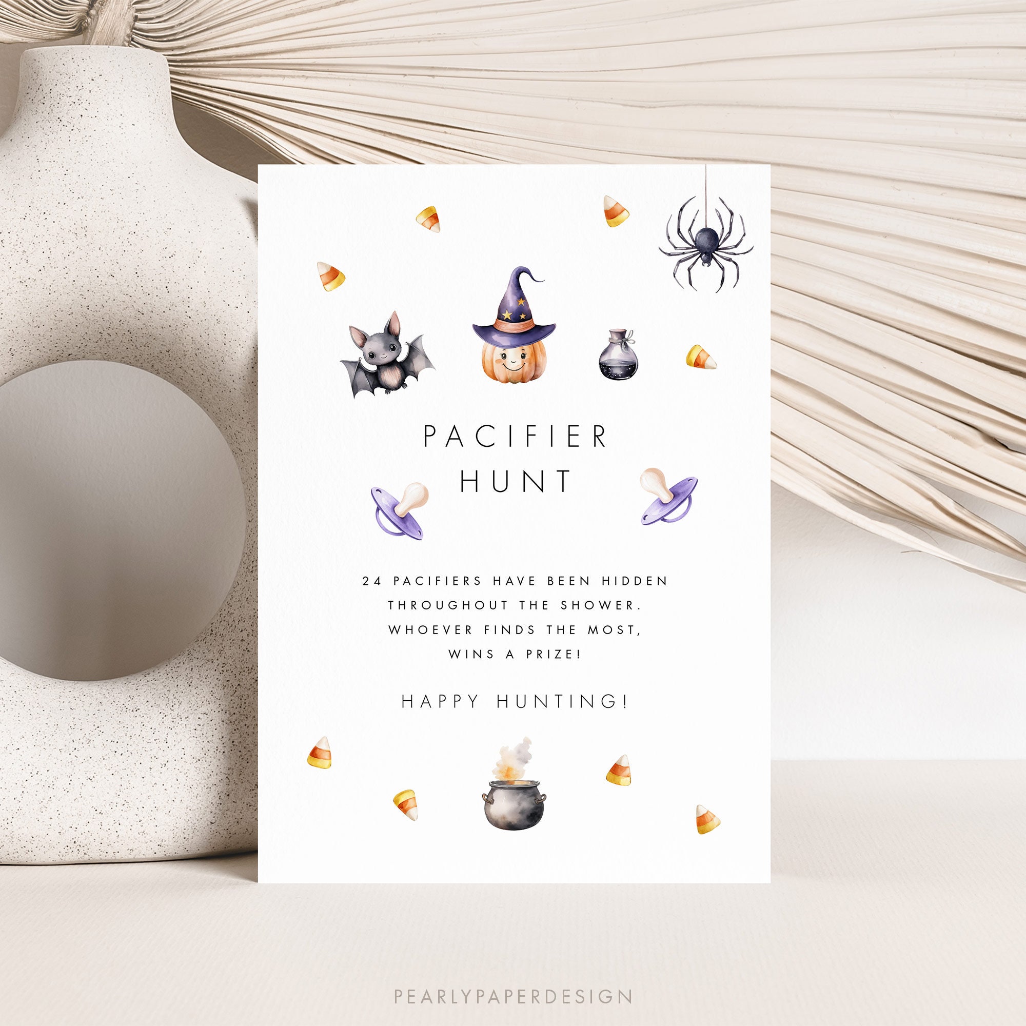 Pacifier Hunt Sign Template, Halloween Baby Shower Game Sign, Printable ...