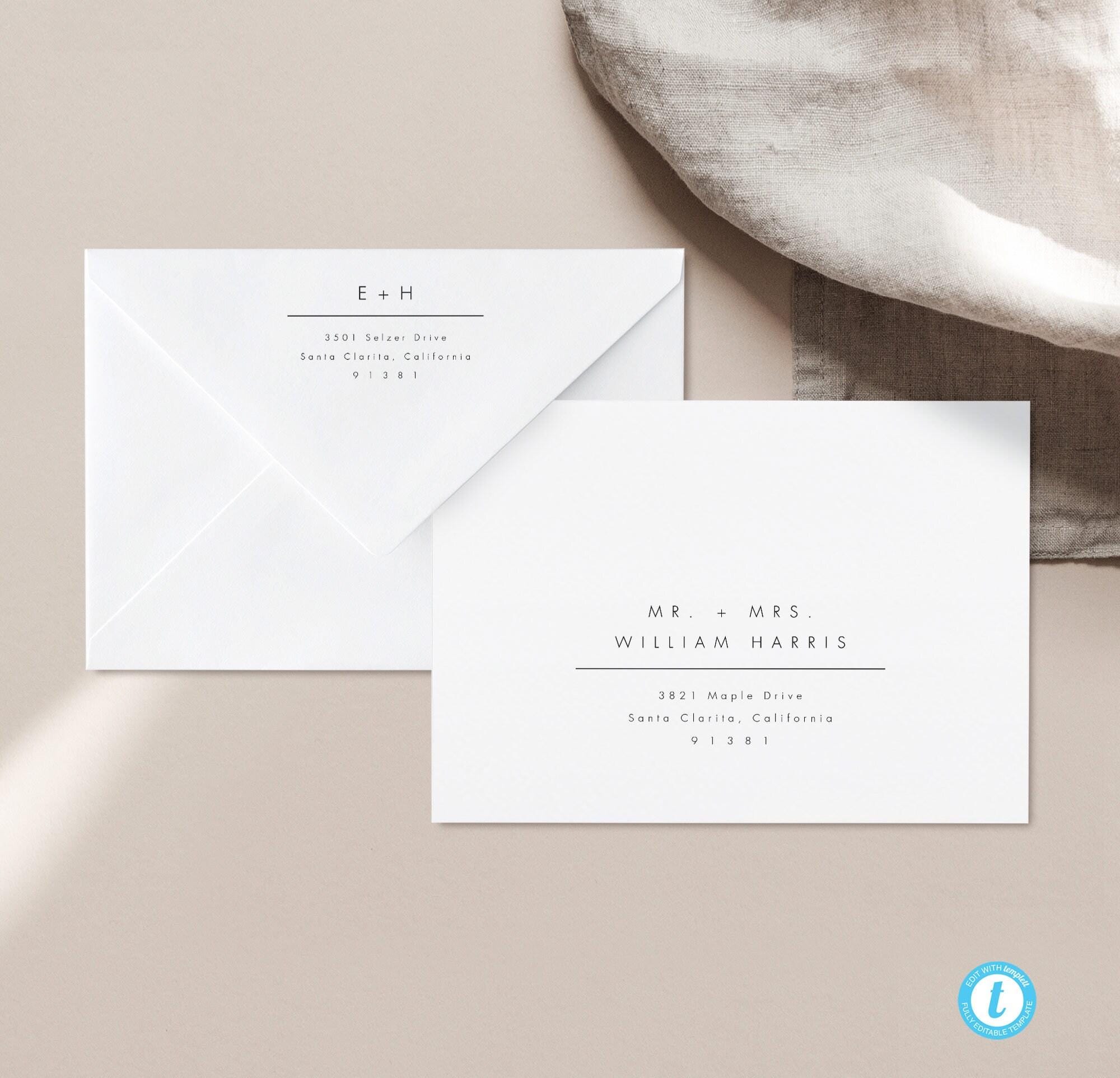Minimalist Envelope Template Download Modern address label Printable Wedding Envelope Templett address template envelope Editable #32