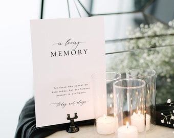 In loving Memory Sign Template Download, Elegant Wedding Forever in our Hearts Sign, Candle Sign, Templett #CELINE