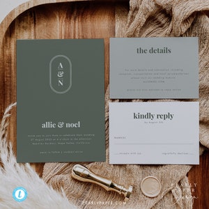 Sage Wedding Invitation Template Digital Download Sage Green Wedding Invite Set Templett Botanical Wedding #47
