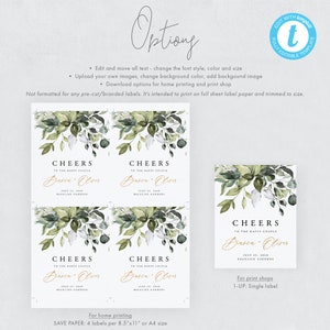 Greenery Wedding Wine Bottle Label Template Download Fully Editable Wine Label Printable Wine Bottle Sticker Templett 18 image 5