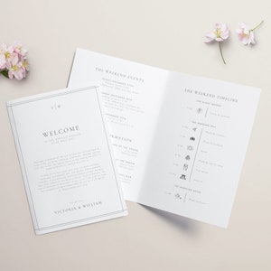 Printable Wedding Weekend Itinerary Template Weekend Timeline Program Wedding Booklet Order of Events Welcome Bag Note Wedding schedule #14