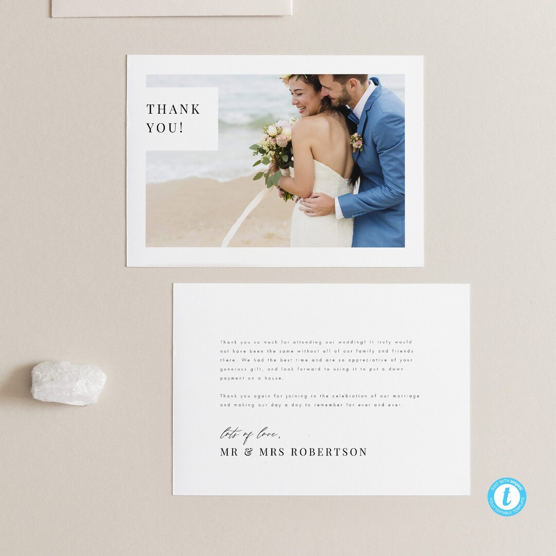 Minimalist Thank You Card Template Download Printable Modern Wedding ...