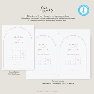 Arched Save the Date Template Calendar Wedding Desert Wedding - Etsy